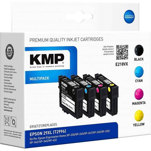 KMP Bläck Ersätter Epson 29XL, T2996, T2991, T2992, T2993, T2994 Kompatibel Kombi-pack Svart, Cyan, Magenta, Gul E218VX 1632,4050