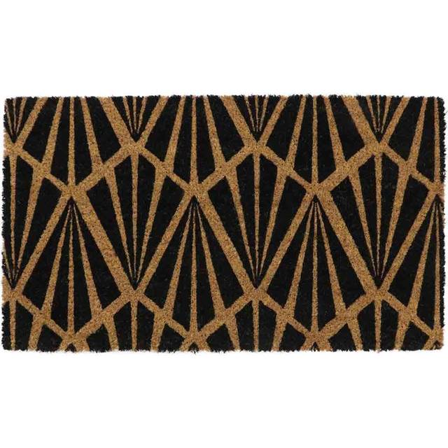 JVL Eco-friendly Latex Backed Coir Door Mat, Art Deco, Black