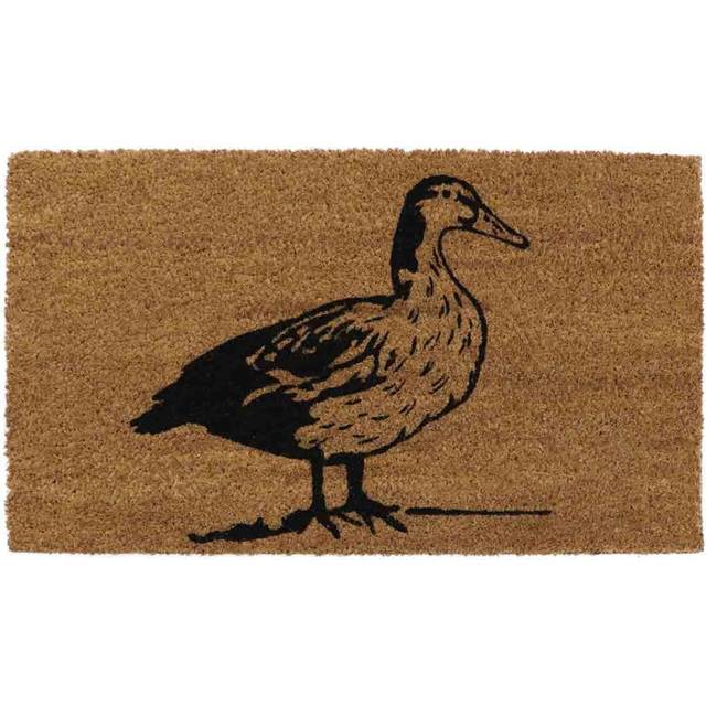 JVL Eco-friendly Latex Backed Coir Door Mat, Quackers Duck, Black