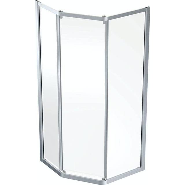 IfÖ Showerama brusevæg med skydedør, 900x900x2000mm, sølv/klar