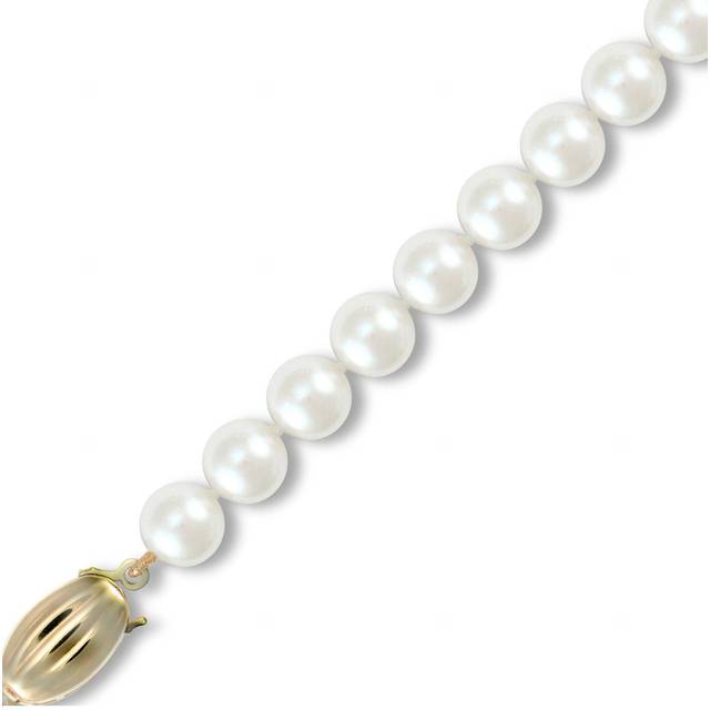 (22) Jewelco London Ladies 9ct Yellow Gold Clasp Seawater Cultured Akoya Pearl Elegant Necklace 5-5.5mm