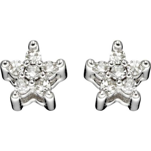 Fine Jewellery by John Greed 9ct White Gold Diamond Star Stud Earrings For Women - gold/white