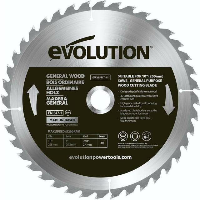 GW255TCT-40 General Wood Carbide Tipped TCT Blade, For Table Saws and Mitre Saws, Smooth and Fast Cuts In Wood, Clean, Splinter Free Cut, 40 Teeth,