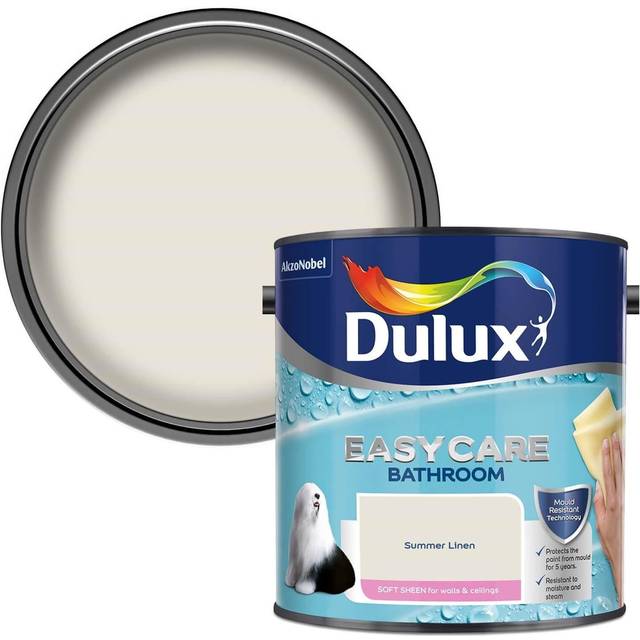 Dulux Easycare Bathroom Soft Sheen Emulsion Paint, Summer Linen 2.5L, Paints, Wall and Ceiling Paints