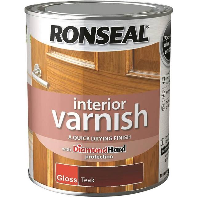 Ronseal Interior Quick Dry Gloss Varnish Teak 750ml