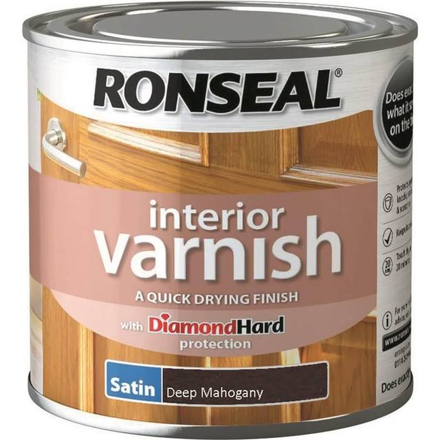 Ronseal Interior Satin Quick Dry Varnish Deep Mahogany 250ml