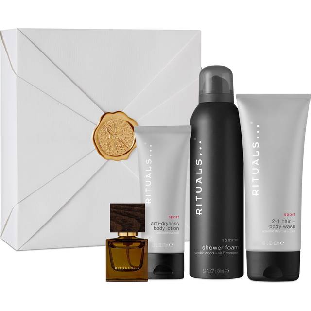 Rituals Homme Invigorating Routine Gift Set 15ml L'Essentiel EDP Spray + 200ml Foaming Shower Gel + 200ml Sport 2-in1 Shampoo & Body Wash + 70ml Sport Anti-Dryness Body Lotion