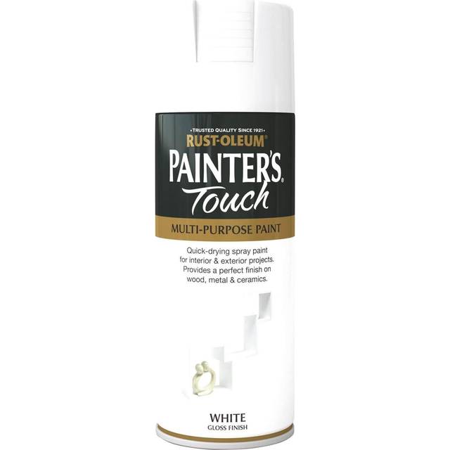 Rust-Oleum Painters Touch Multi-Purpose Paint, White Gloss 400ml, Spray Paint, Door Paint, Furniture Paint, Cabinets, Paints