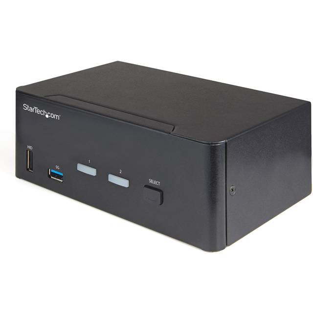 StarTech.com 2-portars dubbelskärm HDMI KVM-omkopplare – 4K 60Hz Ultra HD HDR – stationär 4K HDMI 2.0 KVM-omkopplare med 2 portar USB 3.0-hubb (5 Gbps) och 4 x USB 2.0 HID, ljud – snabbnyckelväxling –