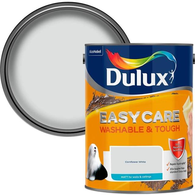 Dulux Easycare Washable and Tough Matt, Cornflower White 5L, Interior Emulsion Paint, Paints, Wall and Ceiling Paints