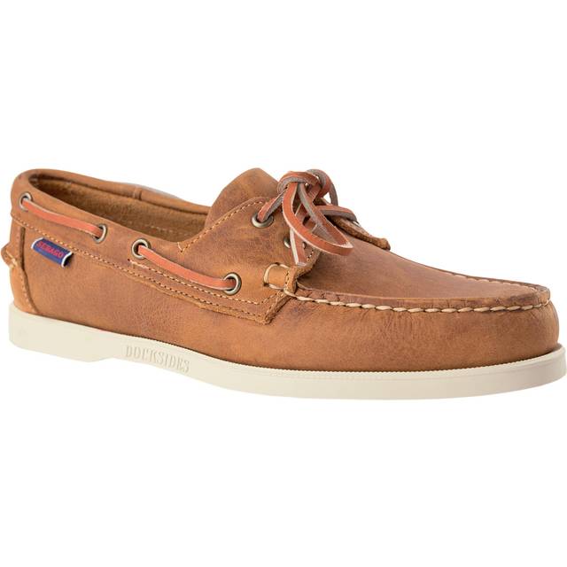 Sebago Men's Dockside Portland Leather Boat Deck Shoes Brown Tan - UK 8.5