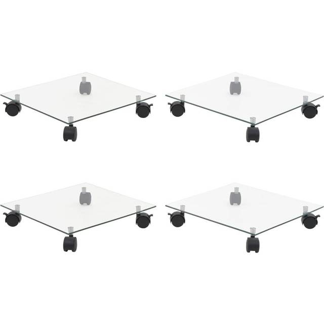 vidaXL Plant Rollers 4 pcs 35x35 cm Tempered Glass Square - Transparent
