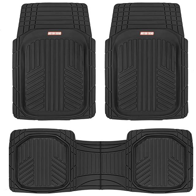 Motor Trend FlexToughXL Floor Mats for Cars Full Set  All-Weather Rubber Automotive Floor Mats  Waterproof Heavy Duty Car Mats  Flexible Floor Liners