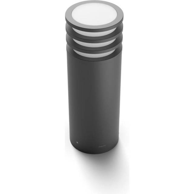 Philips Hue White Lucca Sockelleuchte (806 lm), dimmbare Outdoor Gartenleuchte für das Hue Lichtsystem mit warmweißem Licht, smarte Lichtsteuerung über Sprache und App, anthrazit