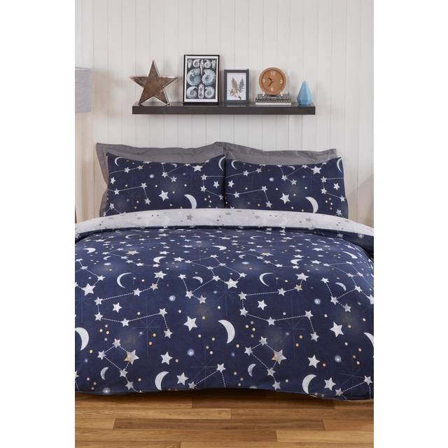 Dreamscene Night Sky Galaxy Duvet Cover Bedding Set - Blue / Single