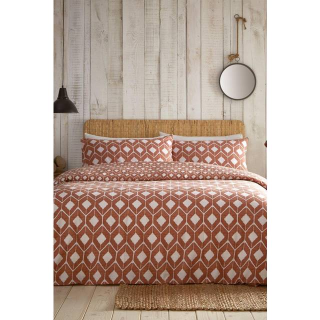 Chevron Terracotta Double Duvet Cover Set Bedding Quilt Bed Set Reversible