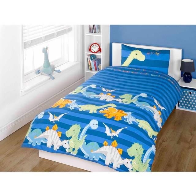 Rapport Home Furnishings Rapport Home Dinosaur Duvet Set Blue Single, Blue