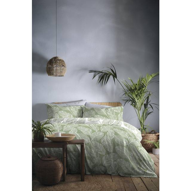 Matteo 130 TC Reversible Modern & Contemporary Duvet Cover Set - Green (Kingsize - 2 Standard Pillowcases)