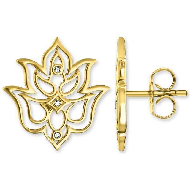 Thomas Sabo Ladies Gold Plated Diamond Lotus Flower Ornamentation Earrings D_H0007-924-39 - One Size