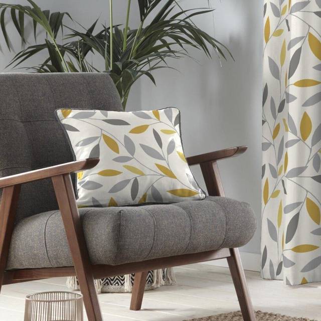 Fusion Beechwood Filled Cushion 43cm x 43cm Ochre - Grey/Yellow/Ochre