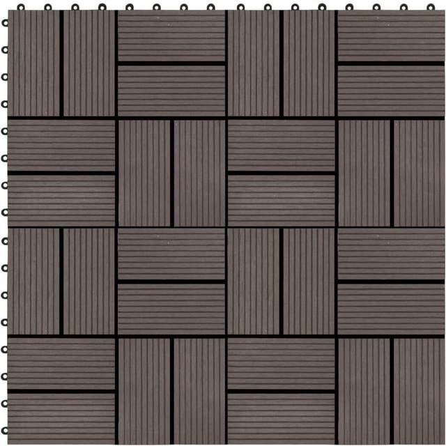 vidaXL 11 pcs Decking Tiles WPC 30x30 cm 1 sqm Dark Brown