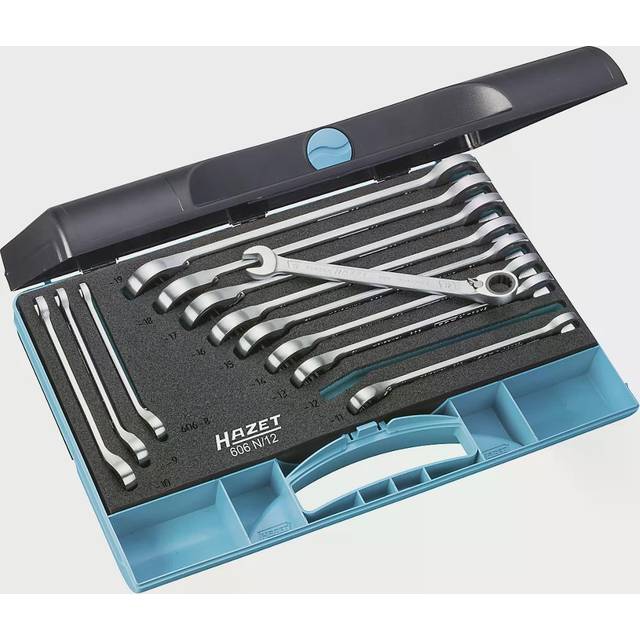 Hazet 606N/12 12-Point Profile Ratcheting Combination Wrench Set - Chr