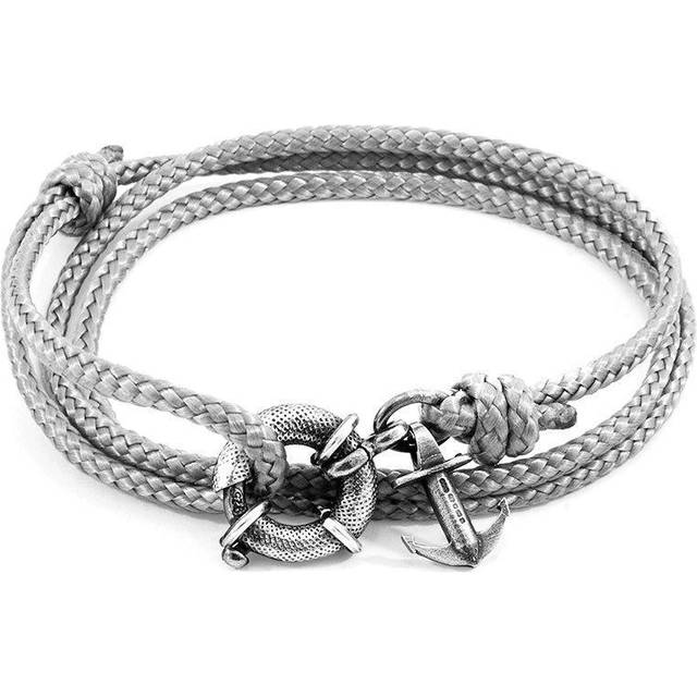 Classic Grey Clyde Anchor Silver and Rope Bracelet