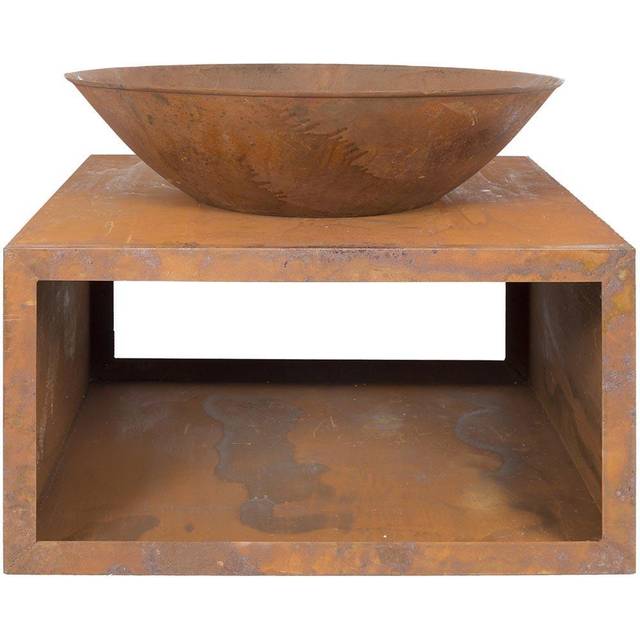 Steel Wood Burning Fire Pit - Brown;Red (49cm H X 70cm W X 70cm D)