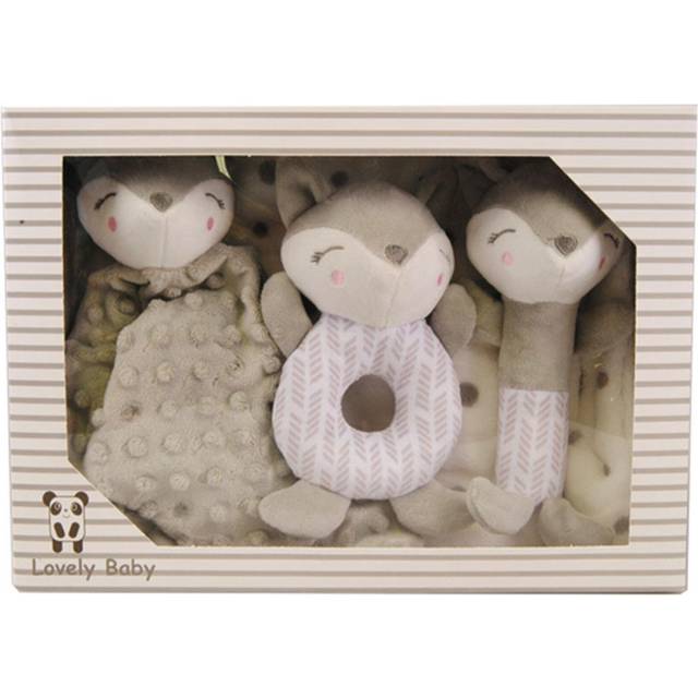 Carlo Baby Fleecefilt och gosedjur Giftset Grå Räv