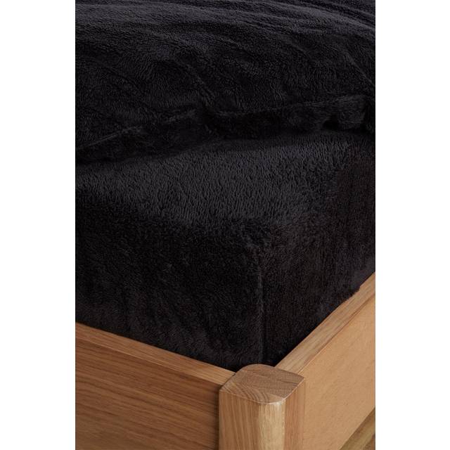 Teddy Fleece Thermal Fitted Bed Sheet - Black / Superking