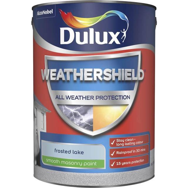 Dulux Weathershield All Weather Protection Smooth Masonry Paint Frosted Lake, 5L - Blue