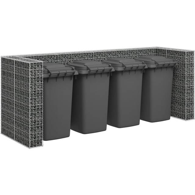 vidaXL Gabion Wall for Garbage Bins Galvanised Steel 320x100x120 cm - Silver