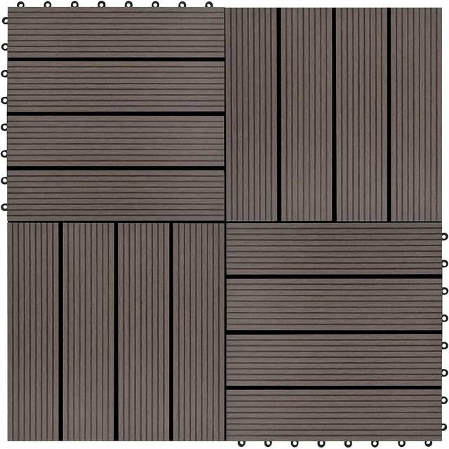 vidaXL 11 pcs Decking Tiles WPC 30x30 cm 1 sqm Dark Brown