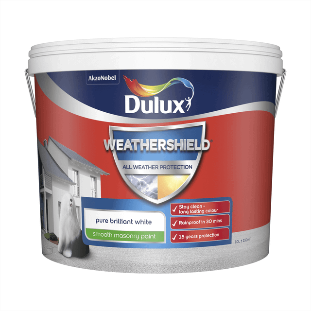 Dulux Weathershield All Weather Purpose Smooth Paint - Pure Brilliant White - 10L