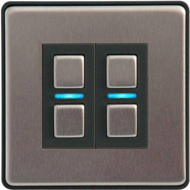 Lightwave Smart Dimmer Switch 2 Gang Stainless Steel
