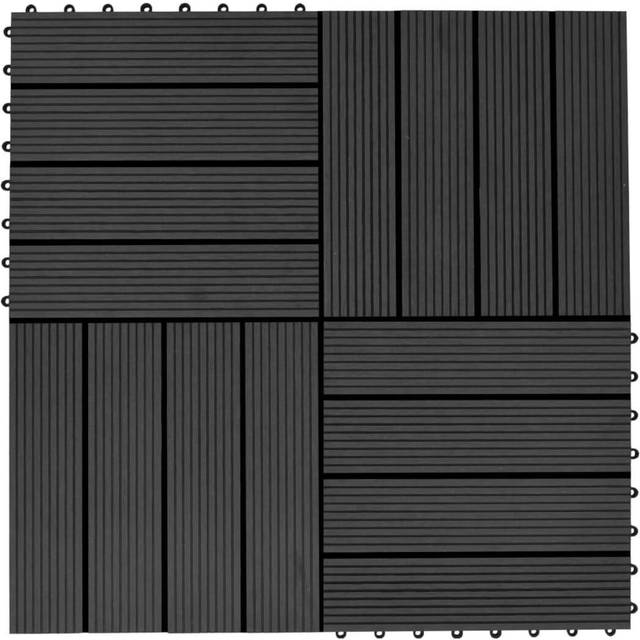 vidaXL 11 pcs Decking Tiles WPC 30x30 cm 1 sqm Black