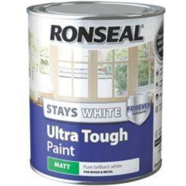 Ronseal Stays White Ultra Tough Paint, Matt 750ml, Paints, Door Paint, Furniture Paint, Window Paint, Joinery and Fixtures, Cabi
