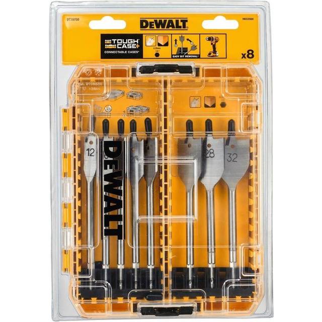 DeWalt DT70750-QZ 8 Piece Flat Bit Set for Wood 12 - 32mm In TSTAK Case