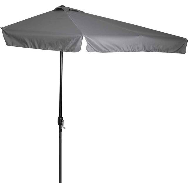 Outsunny 2.3m Half Round Parasol Garden Sun Umbrella Metal w/ Crank Grey