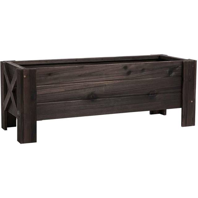Outsunny Wooden Garden Raised Bed Planter Grow Containers Pot 100x36.5x36cm, Brown