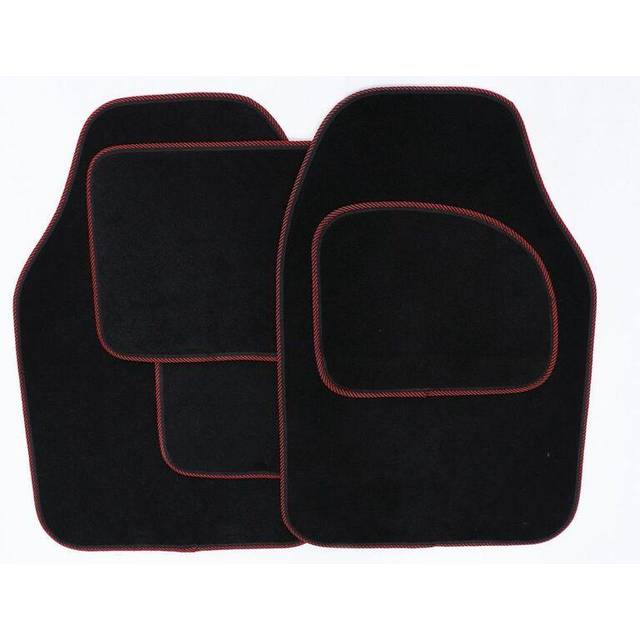 (One Size, Black/Red) Streetwize Velour Car Mat Set (4 Piece)
