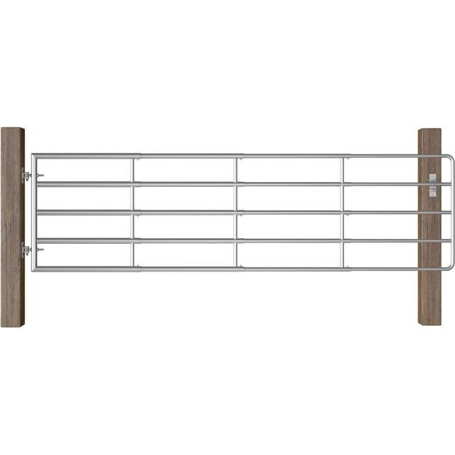 vidaXL 5 Bar Field Gate Steel (115-300)x90 cm Silver