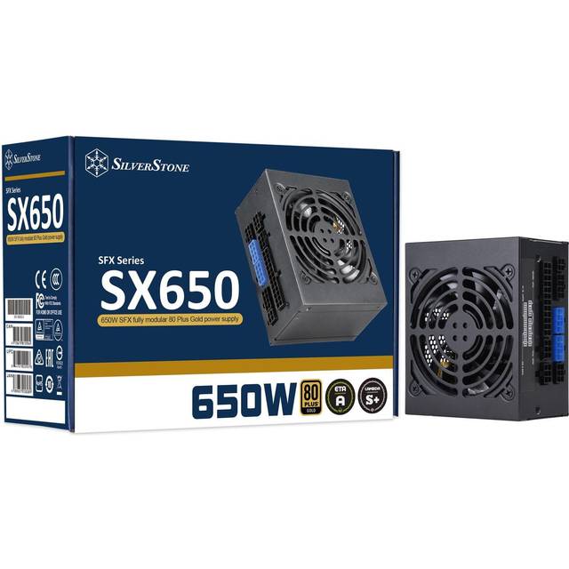 SilverStone Technology SST-SX650-G v 1,1 – SFX-serien, 650 W 80 Plus guld tyst PC-strömförsörjning med 92 mm, 100% modulär