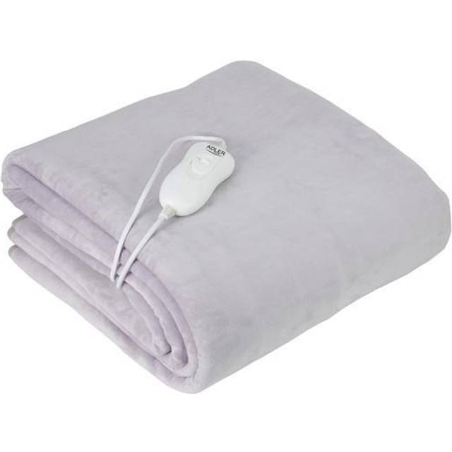 Adler Värmande elektriska sängar, 60 W, 3 temperaturnivåer, tvättbar, 150 x 80 cm, överhettningsskydd, polarfleece, polyester, pärla