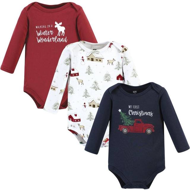 Hudson Baby Unisex Baby Cotton Long-Sleeve Bodysuits Boy Holiday Village  6-9 Months