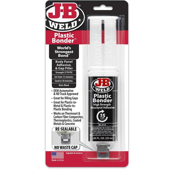 J-B Weld 50139 plastbindare kroppspanel självhäftande och mellanrumsspruta – svart – 25 ml