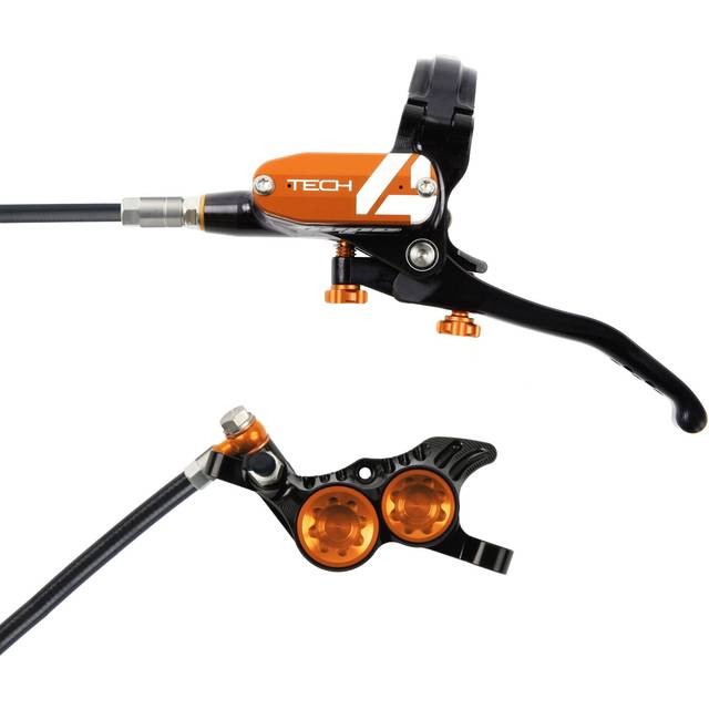 Hope Technology Tech 4 V4 Hydraulic Disc Brake - Black / OrangeRear Left HandStandard Black