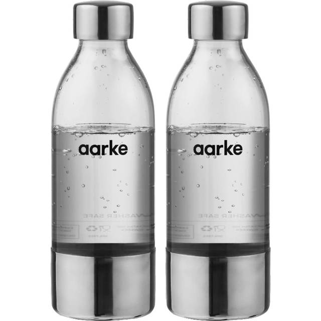 Aarke 2-pack Liten Flaska för Kolsyremaskin Carbonator 3, fri från BPA och med Detaljer i stål (450 ml)