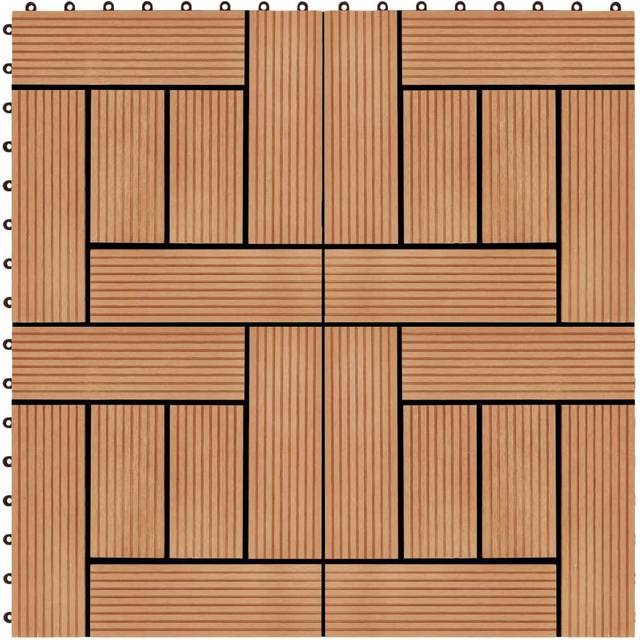 vidaXL 11 pcs Decking Tiles WPC 30x30 cm 1 sqm Teak Colour - Brown