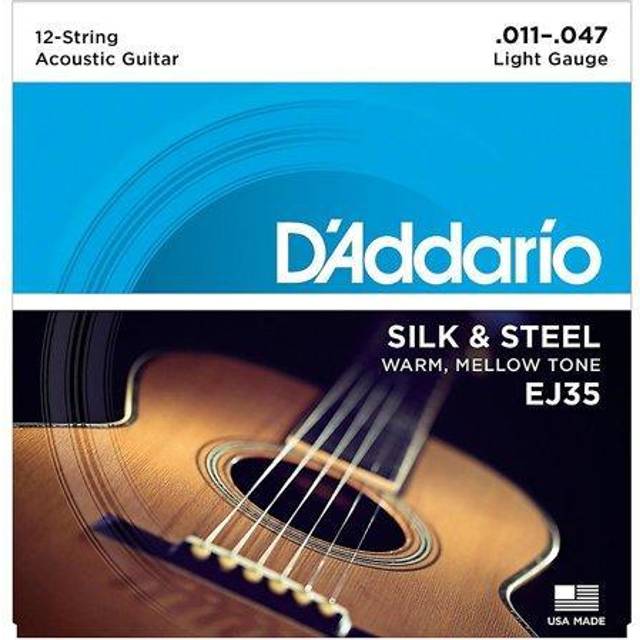 Acoustic Guitar Strings Silk Steel Silverplated Wound 12 Strings EJ35 D'Addario & .011-.047 []